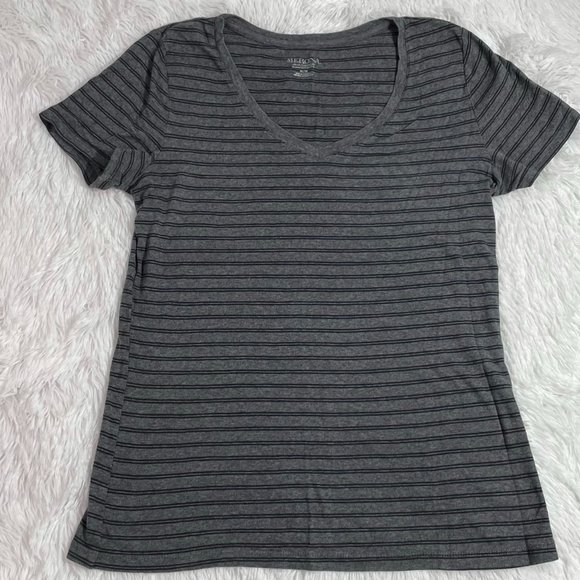 Merona Tops - MERONA Grey Black Striped Shirt Medium